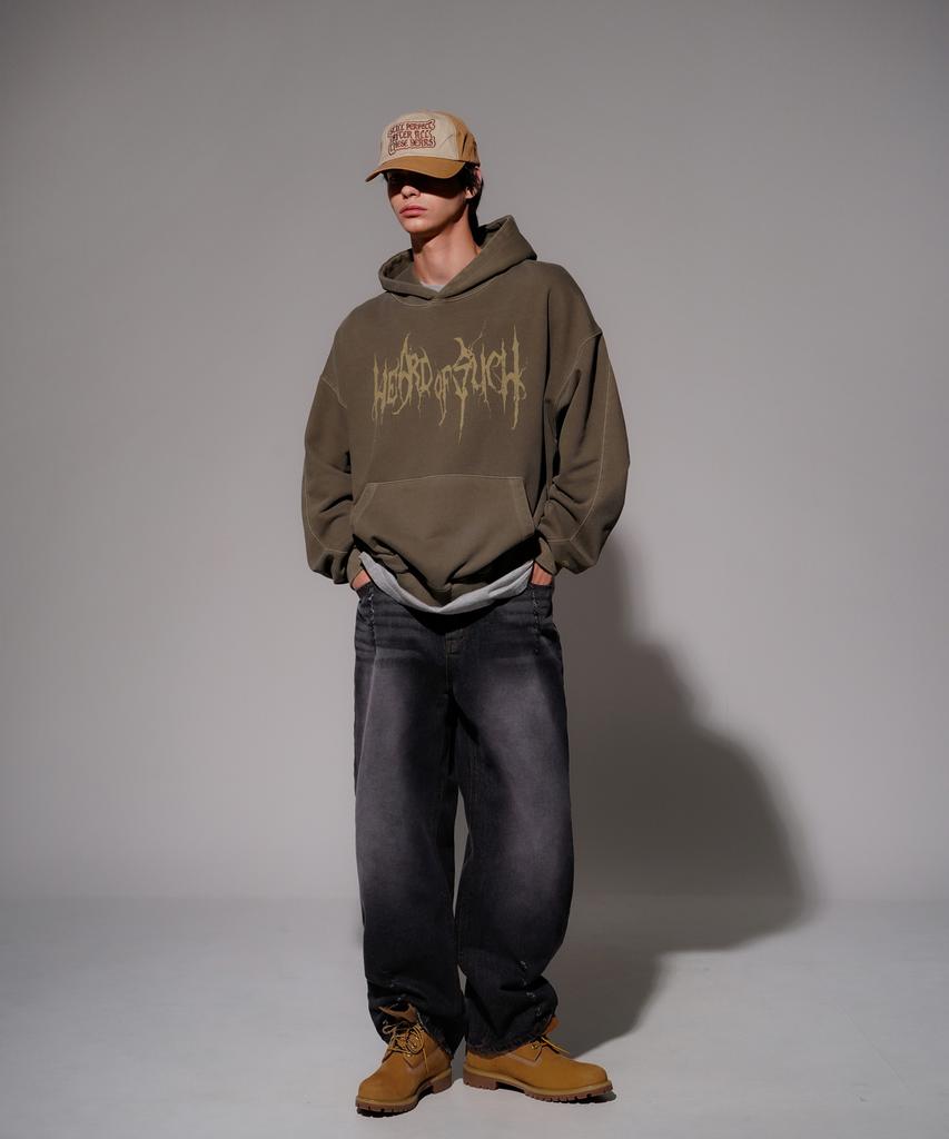 EZKATON Teen Washed Damaged Denim Pants Vintage Black Mmlp6842