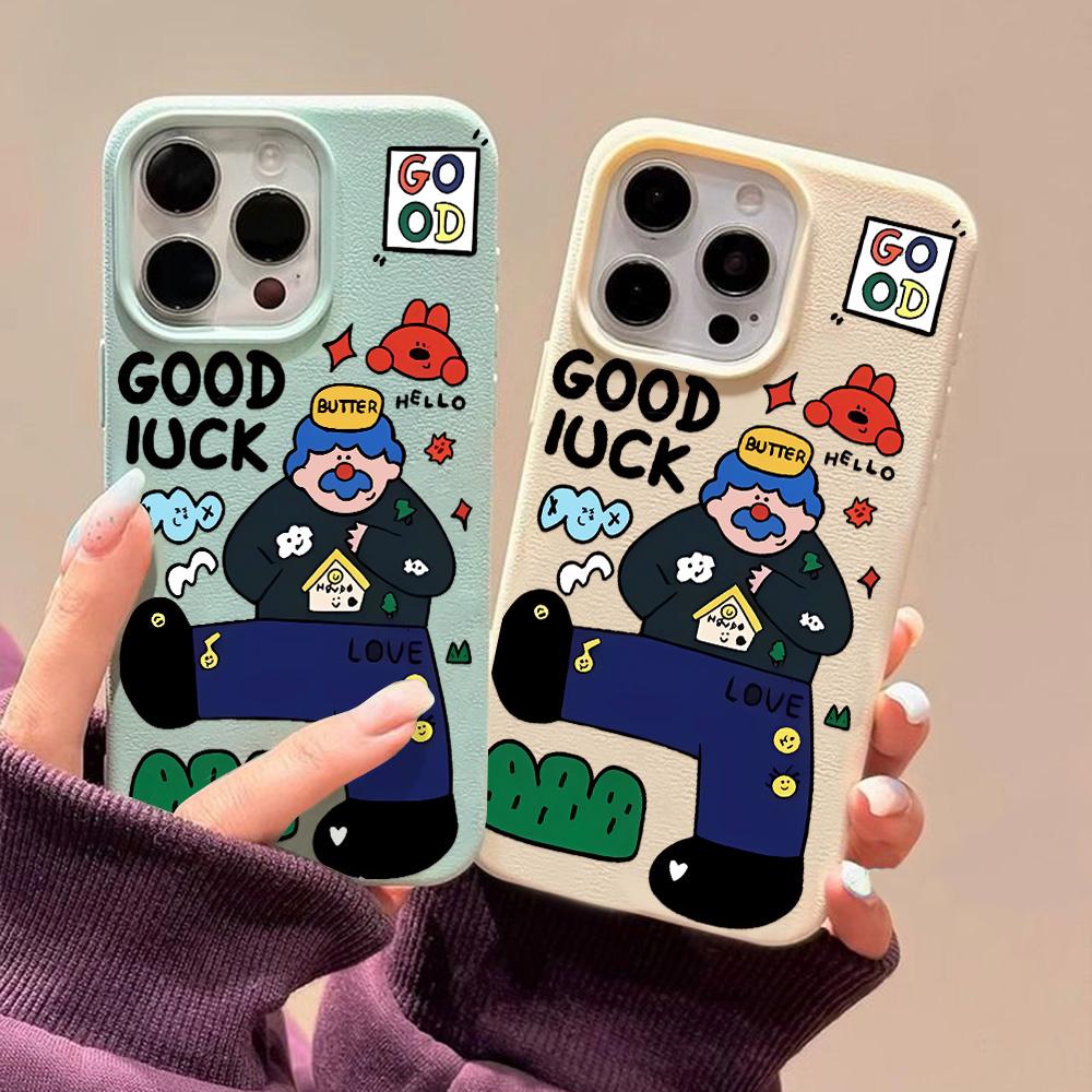 Husă pentru telefon cu senzație de piele pentru iPhone 11 13 16 Pro Max iPhone XR XS Max 14 15 Pro Max 12 13 Pro Max 16 Plus 13 Pro 14 Pro desene animate pictate Macaron Culori