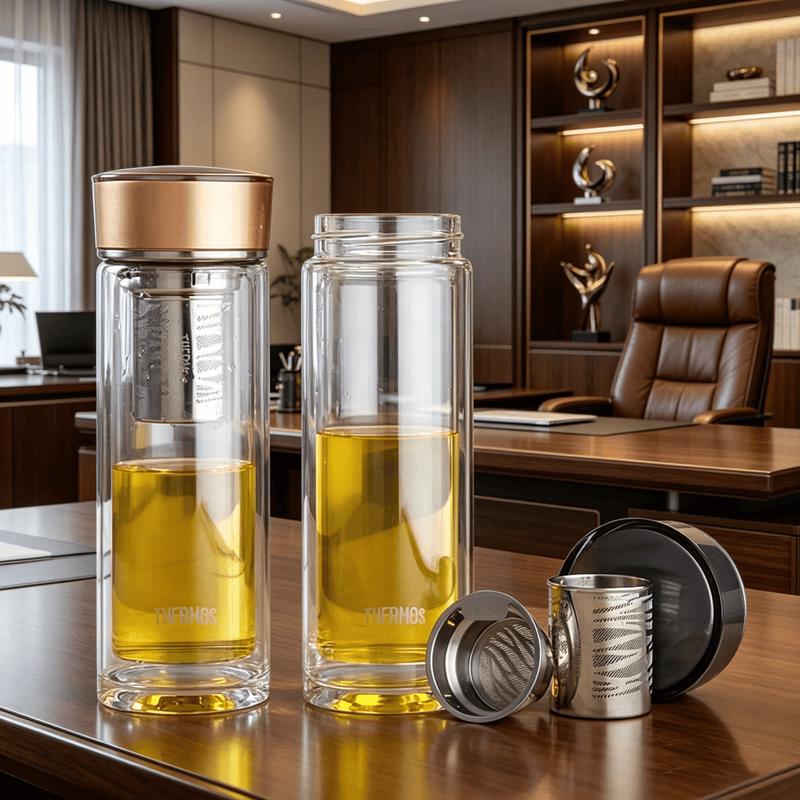 Thermos Double Wall Glass Tea Infuser Bottle