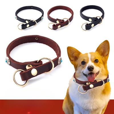Small Dog and Cat Cowhide Collar Pet Collar Cowhide Dog Neck Ring Small and Medium Size Dog Pet Supplies Dog Collar