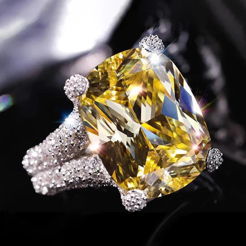 New Geometric Luxury Ring with European and American Style, Dense Set Round Zircon, Elegant Noble Yellow