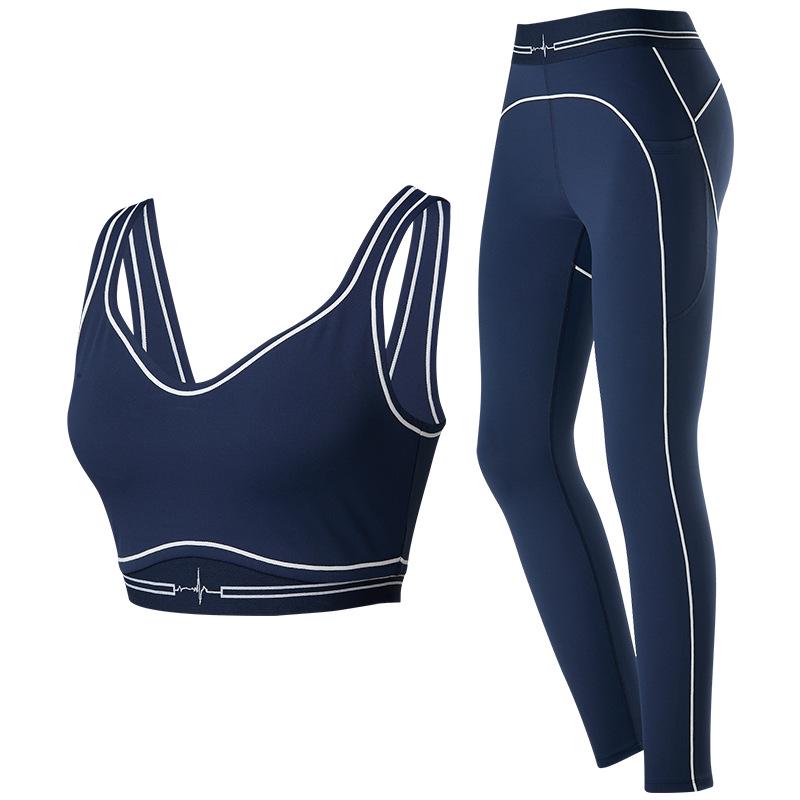 

Colorblock Sports Bra & Yoga Set: U-Back High-Waist Fitness Leggings for Running & Pilates Medium