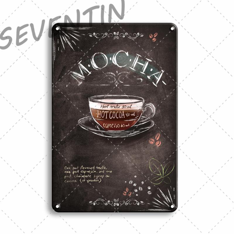 Chat Café Signe Vintage Drôle Métal Tin Sign Affiche Rétro Parce Que