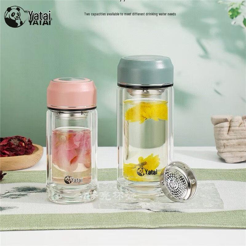 YATAI Y2006-2 Portable Double-Layer Glass Tea Bottle 140ml