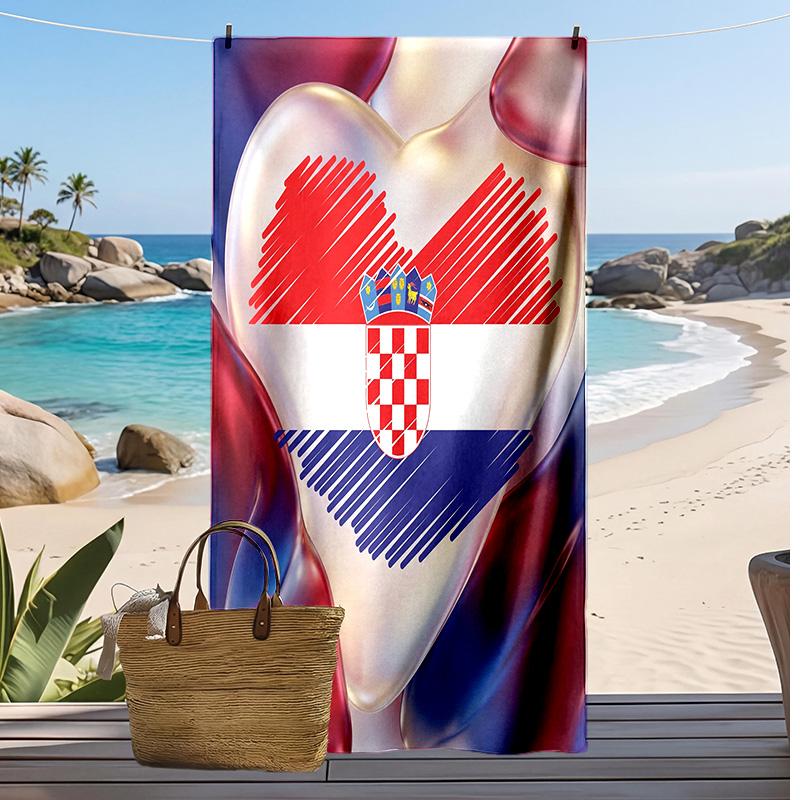 Asciugamano da Spiaggia con Stampa Calcio Croazia Asciugatura Rapida Super Assorbente Morbido Asciugamano da Bagno per Nuoto Spiaggia Viaggio Souvenir Regalo per Fan