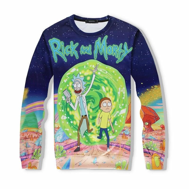 Fun New Rick And Morty Cartoon Galaxy 3d Sweater Hoodie Pants Outfit Tracksuit