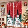 2pc Christmas Snowman Print Red Blackout Curtains Multiple Sizes Living Room Insulation Decoration Easy Install Machine Washable