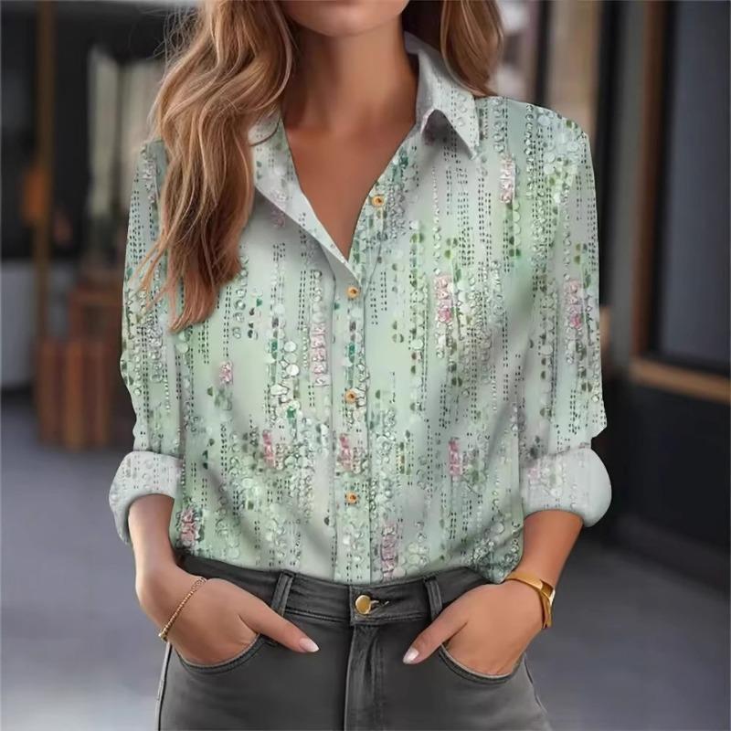 Fashion Casual Long Sleeve Women's Shirt Versatile Loose Shirt Femininity Printed Top