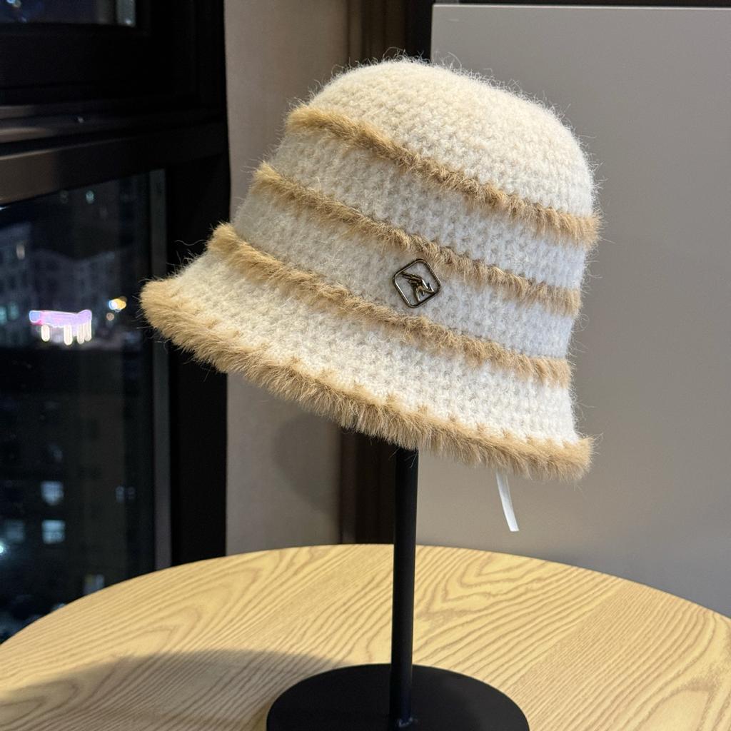 Fisherman Hat Women's Autumn and Winter Warmth Ear Protection Revealing Face Small Big Head Size Korean Style Versatile Casual Knitted Wool