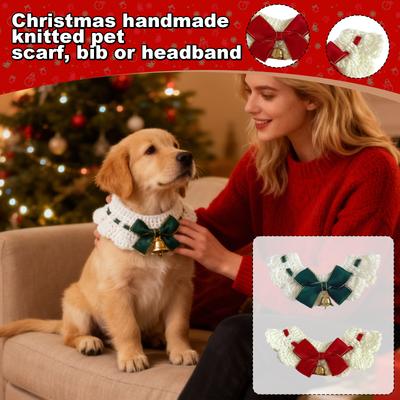 Christmas Pet Collar, Hand-Crocheted Festive Pet Neckwear With Adjustable Design, Cute Holiday Accessories For Cats & Small Dogs (Multiple Styles)
