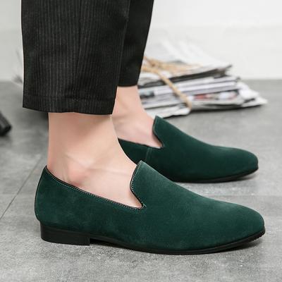 Mokasyny męskie Buty wizytowe Zielone zamszowe Buty na imprezę do klubu nocnego Buty dla palących Męskie buty do kawy Retro płaskie smokingi ślubne marynarki buty siodłowe duże rozmiary