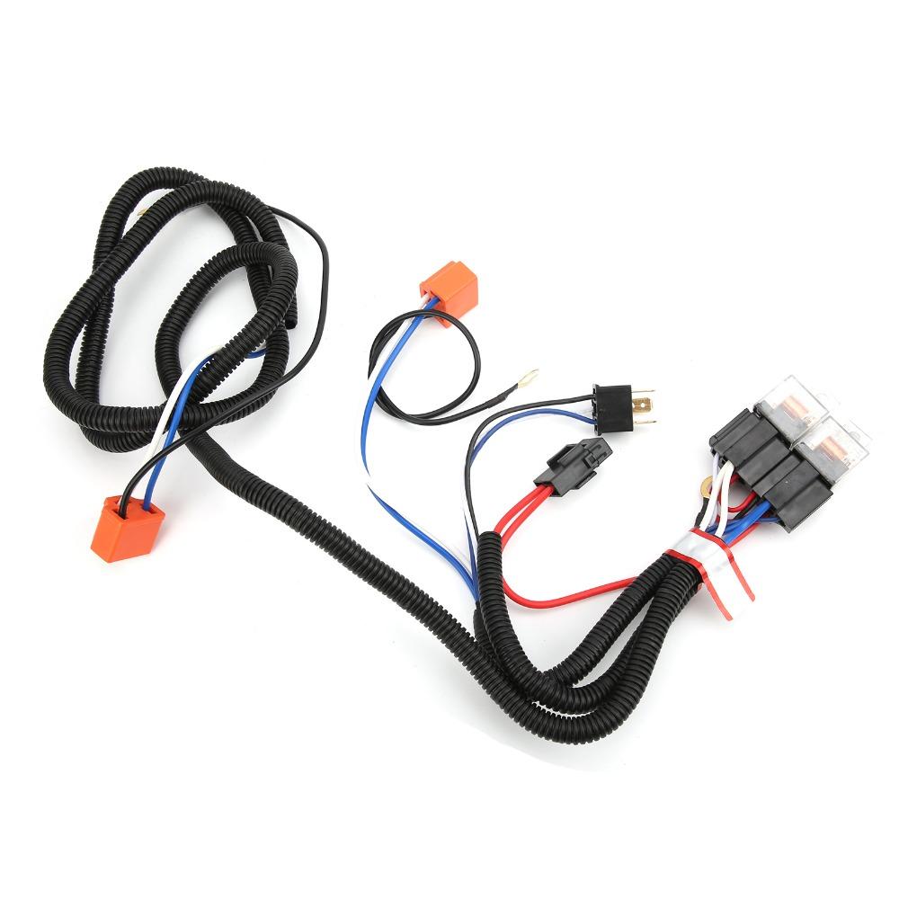 DC 12V H4 Headlight Relay Harness Ceramic Socket Relay Wiring Harness Kit Offroad Truck