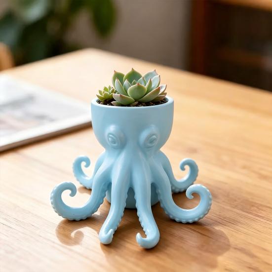 Porch Flowerpot 3D Printed Octopus Vase, Shaped Flowerpot, Creative Planter Pot, Plant Pot Funny Animal Statue for Indoor Outdoor Plants Garden