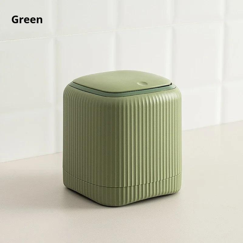 

Мини Настольное Мусорное Ведро с Крышкой Внешнее Двойное Ведро Для Мусора Спальня Офисный Стол Коробка Для Хранения Сделано из Прочного Пластика Товары для Дома зелёный