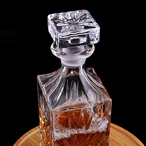 Airtight Geometric Stopper Glass Decanter - Whiskey Decanter for Wine, Bourbon, Brandy, Liquor, Juice, Water, and Mouthwash - Italian-made Lead-Free G