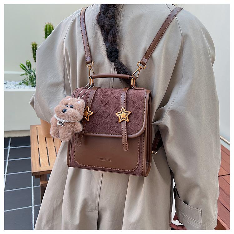 Retro Backpack Women's Fashion Niche Design Student Schoolbag Lightweight Travel Backpack Multifunctional Messenger Bag