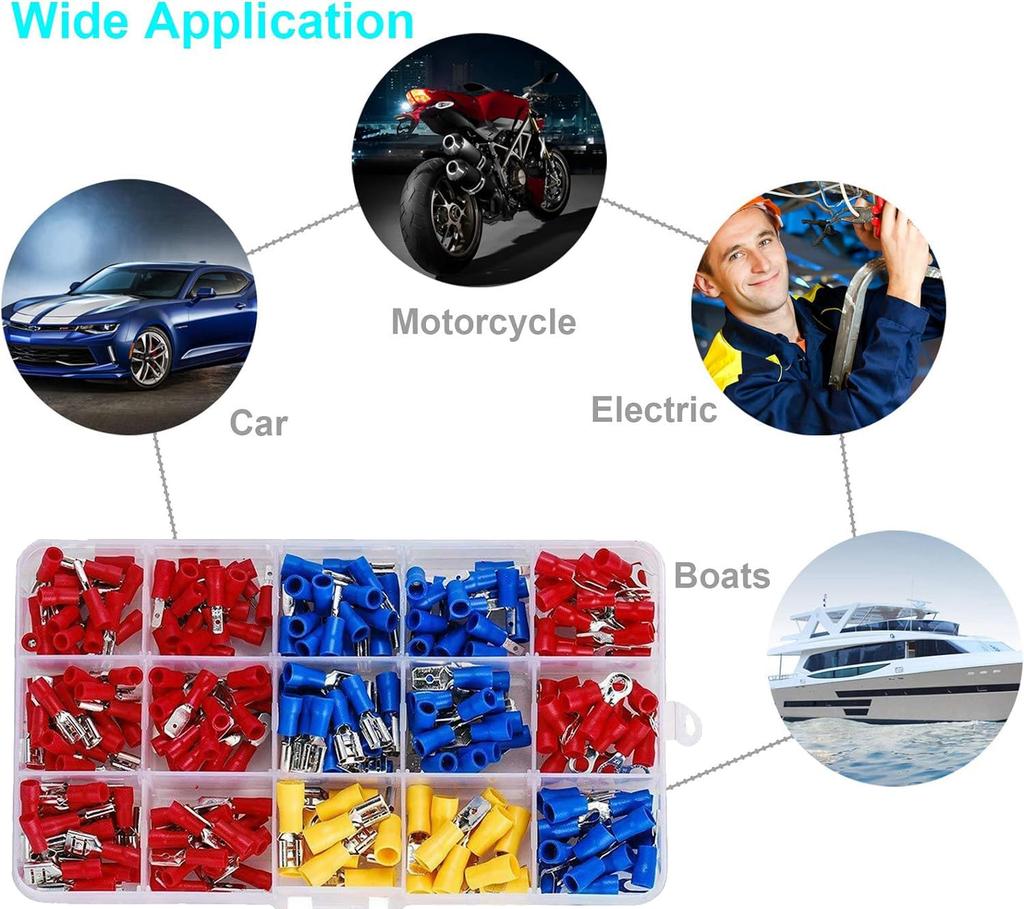 280PCS Automotive Wire Connector Kit Cold Pressed Terminals OT/UT Circular Fork Shaped Shovel Shaped Wiring Terminals