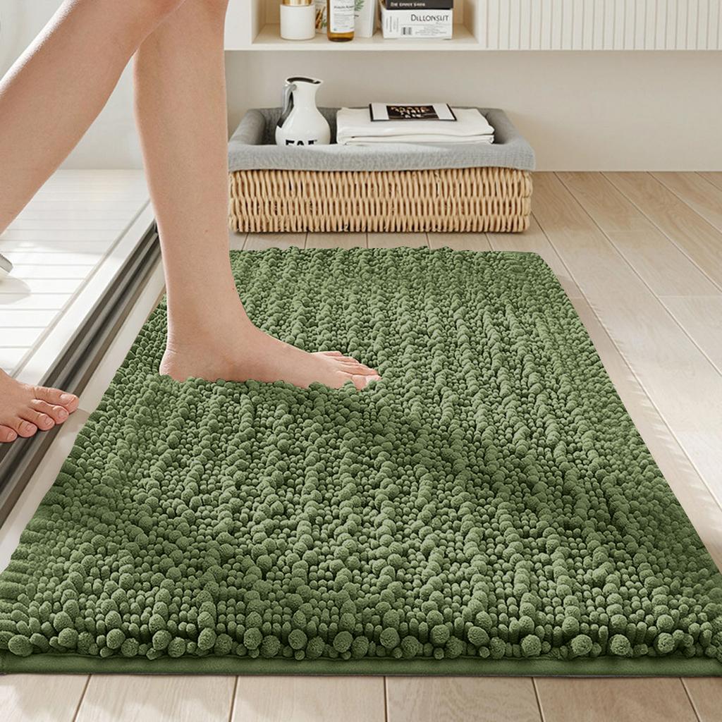 Chenille Bathroom Rug, Extra Soft, Thick, Absorbent, Long-pile, Non-, Machine Washable And Dryable, Suitable For Bathrooms.