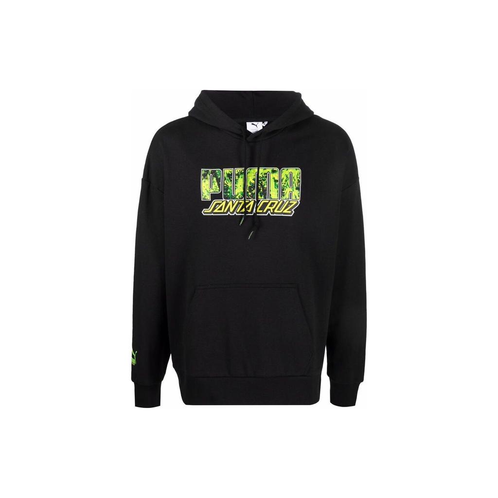 Puma Logo Print Hoodie Men Tops Black 532240-01