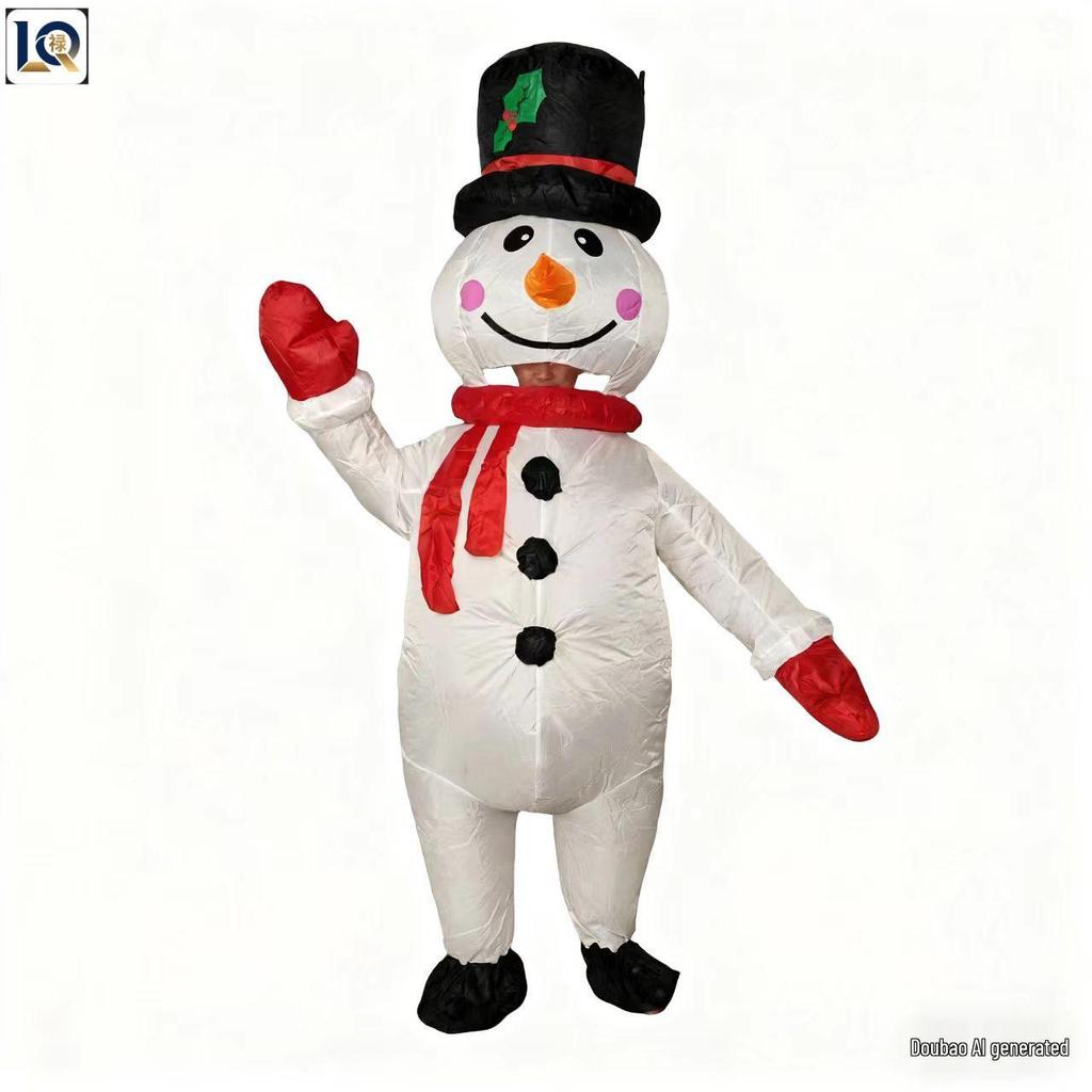 Inflatable Christmas Reindeer Riding Dinosaur Costume - Funny Holiday Party Santa Claus Hug