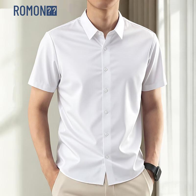 ROMON Men s Seamless Iron-Free Stretch Short Sleeve Shirt M