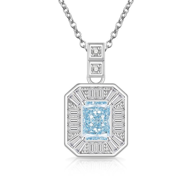2026 Colored Treasure Ice Flower Cut No Matter Brand Necklace Super Flash High Carbon Diamond Plated Real Gold Pendant