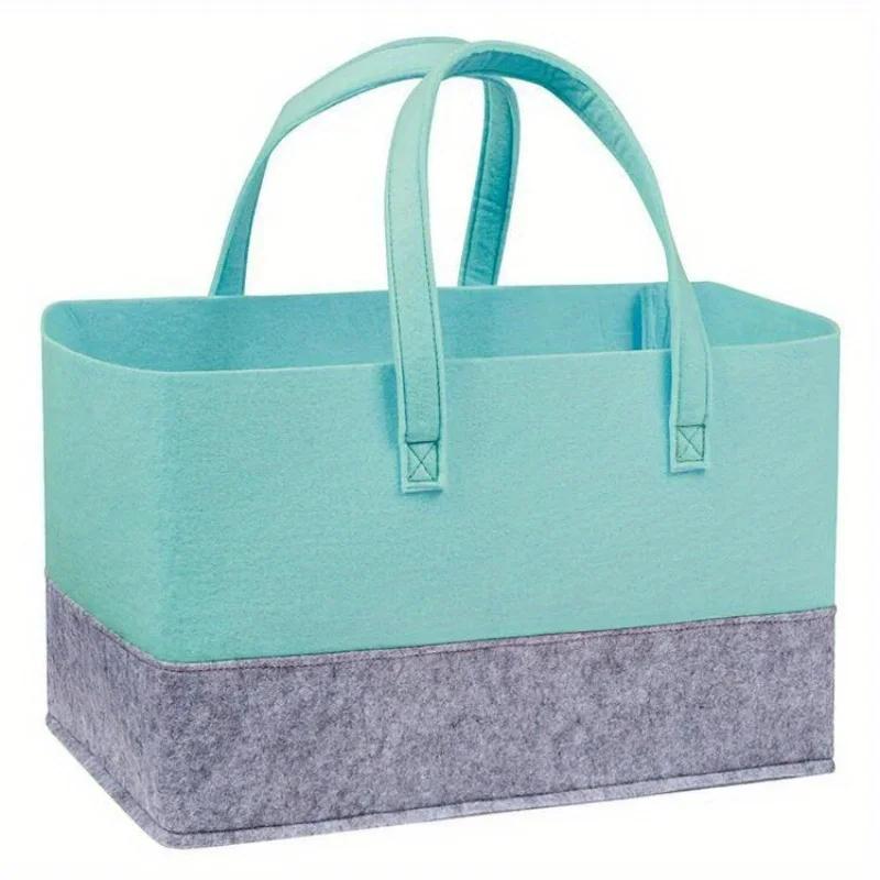 1pc Felt Handbag Large Capacity Shopping Bag, Foldable Tote Bag For Toy Book Sundries Storage With Handle