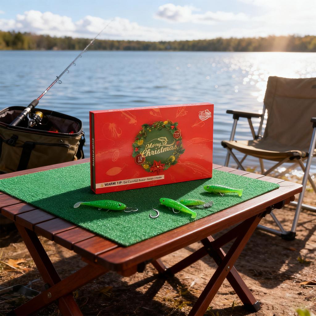 Merry Christmas Advent Calendar Fishing Christmas Countdown, Fishing Tackle Advent Calendar For Fish Adult Men Teen Boys 24-Day Countdown 24pcs