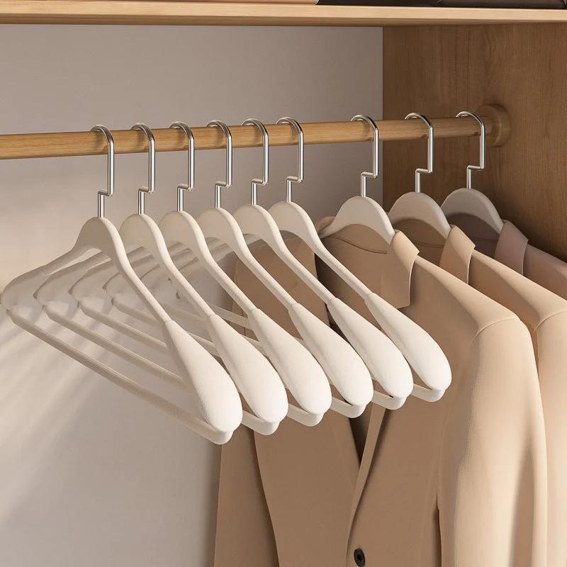 5pcs Heavy-Duty Metal Clothes Hangers Wide Shoulder Non-Slip No-Residue Brushed Finish Hangers for Suits Coats