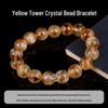 Natural Yellow Topaz & Citrine Crystal Round Bead Bracelet with Azeztulite for DIY Beading Accessories