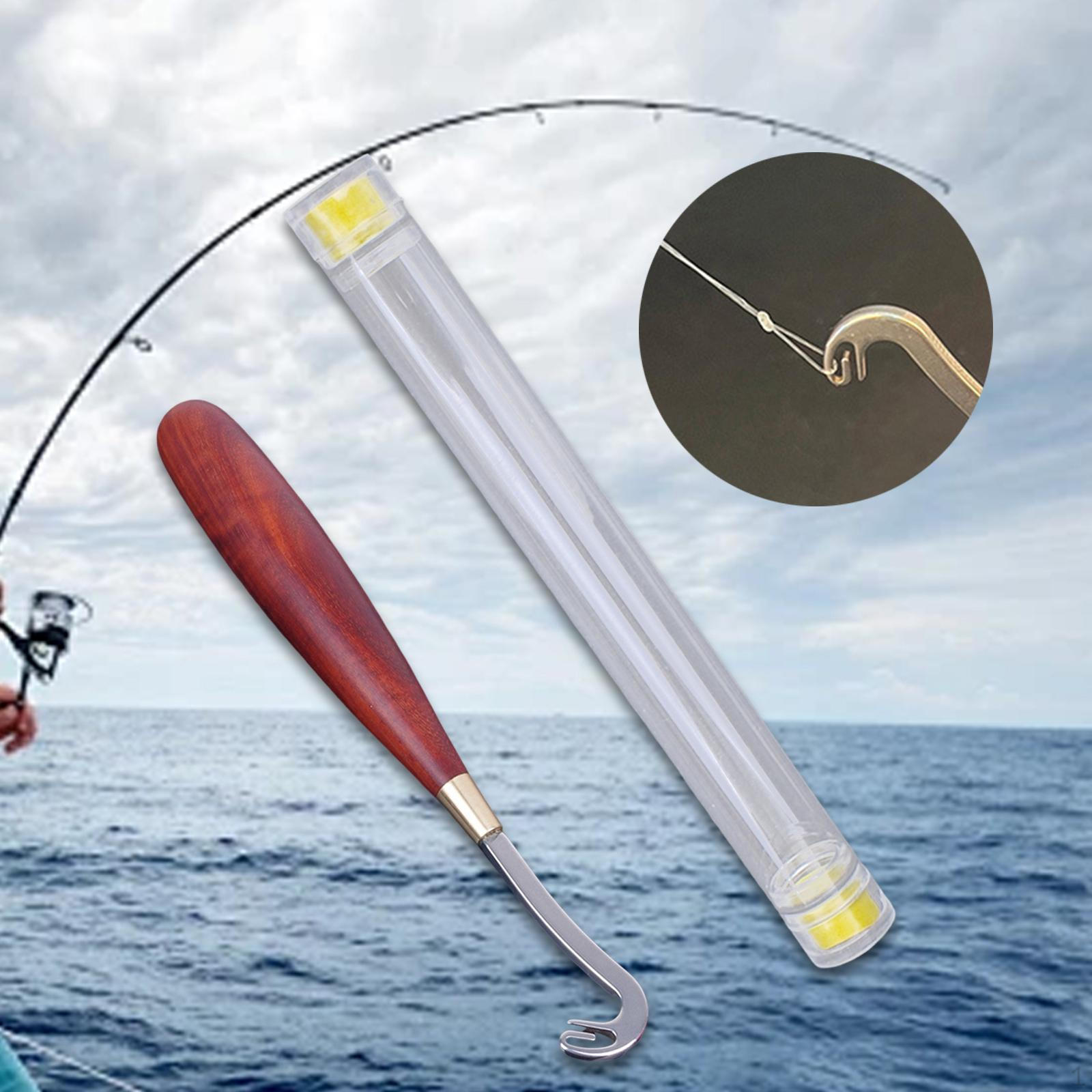 Fishing Line Knotter Manual Tool Knotting Sturdy Stainless Steel Multipurpose with Wood Handle