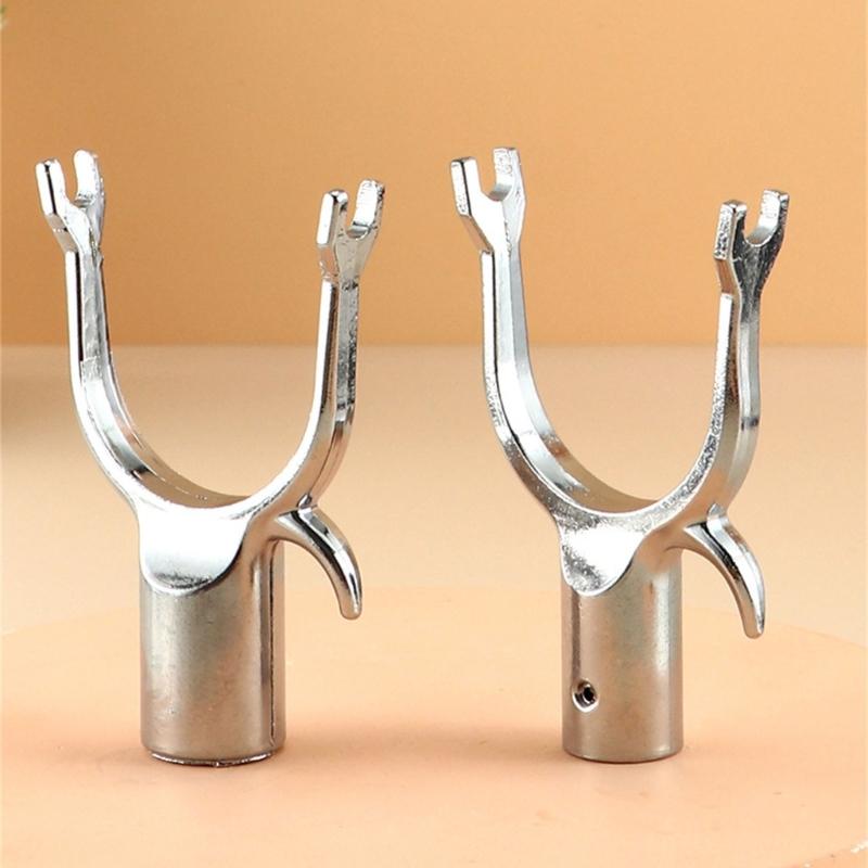 Aluminum Alloy Clothes Rod Joint Clothes Fork Head Closet Poles End Replacement Utility Hook for Home and Dormitory Use