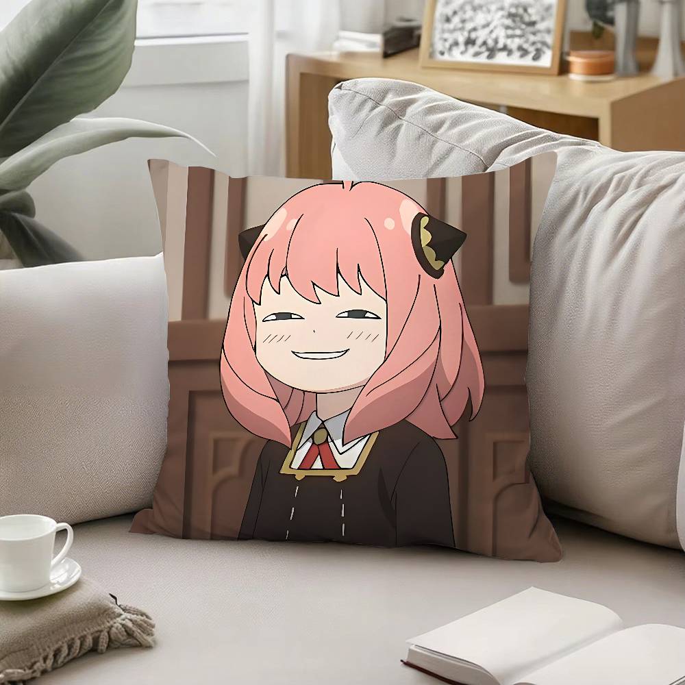 Cute A-Anya Forger Pillow Case Throw Pillow Cover Nordic Vintage Style Cushion Covers Home Living Room Sofa Couch Seat Decor