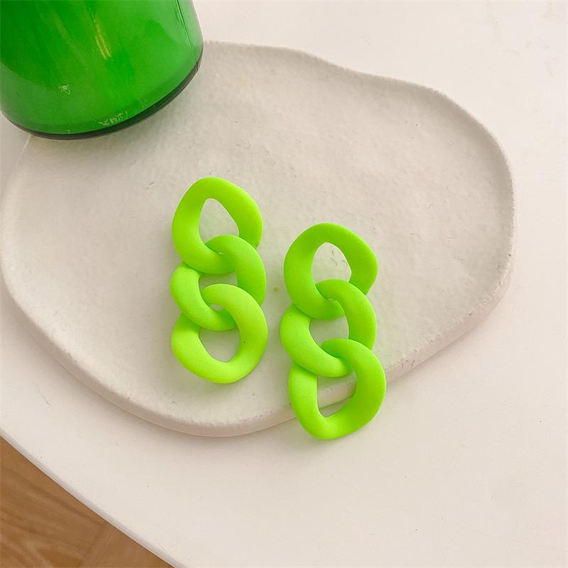 Statement Colorful Acrylic Cuban Chain Drop Earrings for Women Trendy Matte Link Chain Long Dangle Earring Korea Fashion Jewelry