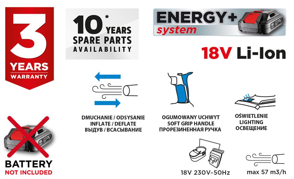 Energy+ 18V Li-Ion battery pump, without battery