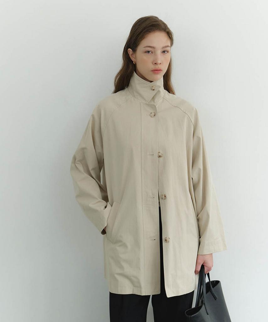 GNOHNOEY Classic Half Trench Coat (Beige)