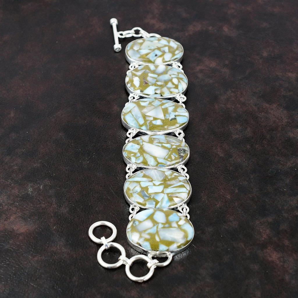 Kupfer-Larimar-Armband, zierlicher Edelstein-Schmuck, 925er-Sterlingsilber-Armband, handgefertigter einzigartiger Schmuck, verstellbares Kettenarmband, Geschenk für ihn