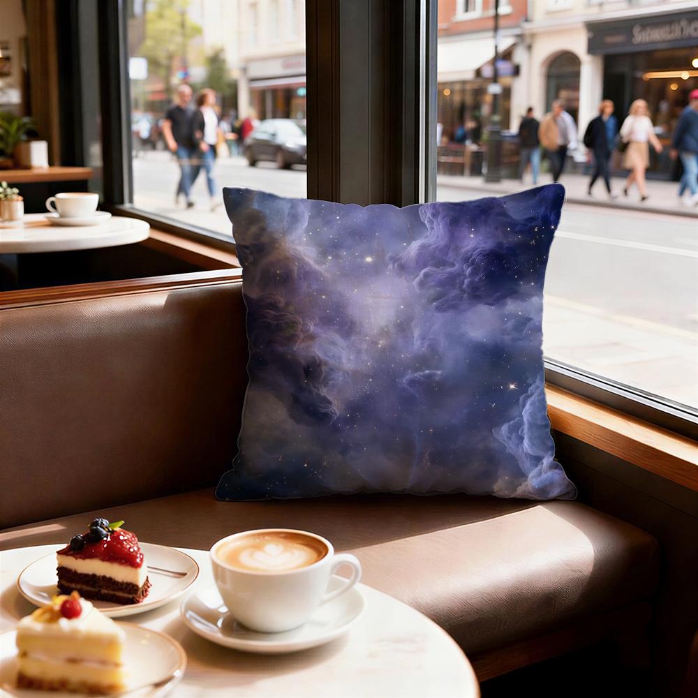 Starry Nebula Texture Cushion Cover Set of Decorative Short Plush Pillow Covers for Sofa Soft Cushion Case X Cm