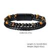 Stylish Leather Bracelet for Men Boys,Double Layers Natural Stone Tiger Eye Black Beaded Bracelet,Gift To Father Husband BBF