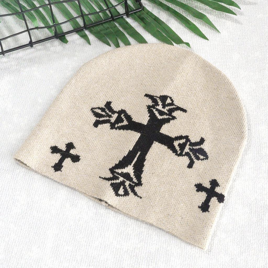 Knitted Hat For Men Women With Cross Pattern And Acrylic Material For Streetwear Style