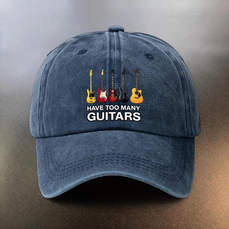 A Washed Hat Emblazoned with GUITARS A Sunshading Baseball Cap for Daily Outings a Musthave for Fashionable Couples an Es