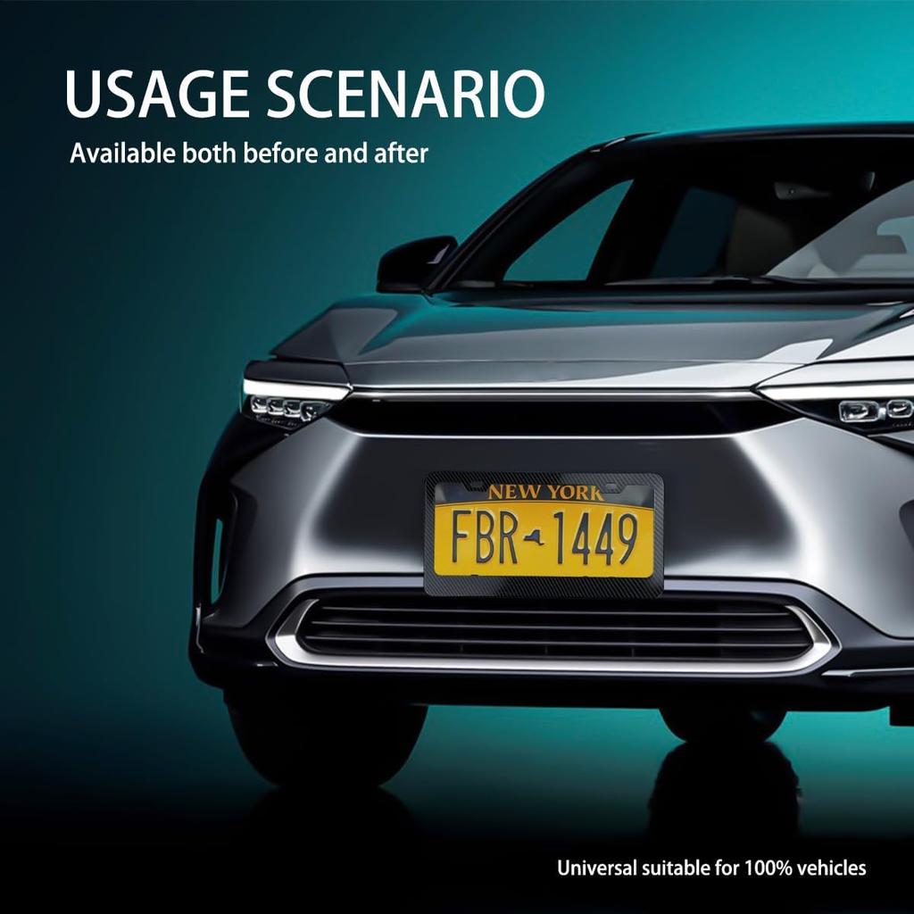 Mandark 2 Stück Kohlefaser Kennzeichenhalter für Autos, Aluminium Kfz-Kennzeichenhalter mit Schrauben, Rostfrei US-Standard Fahrzeug Vorne Hinten