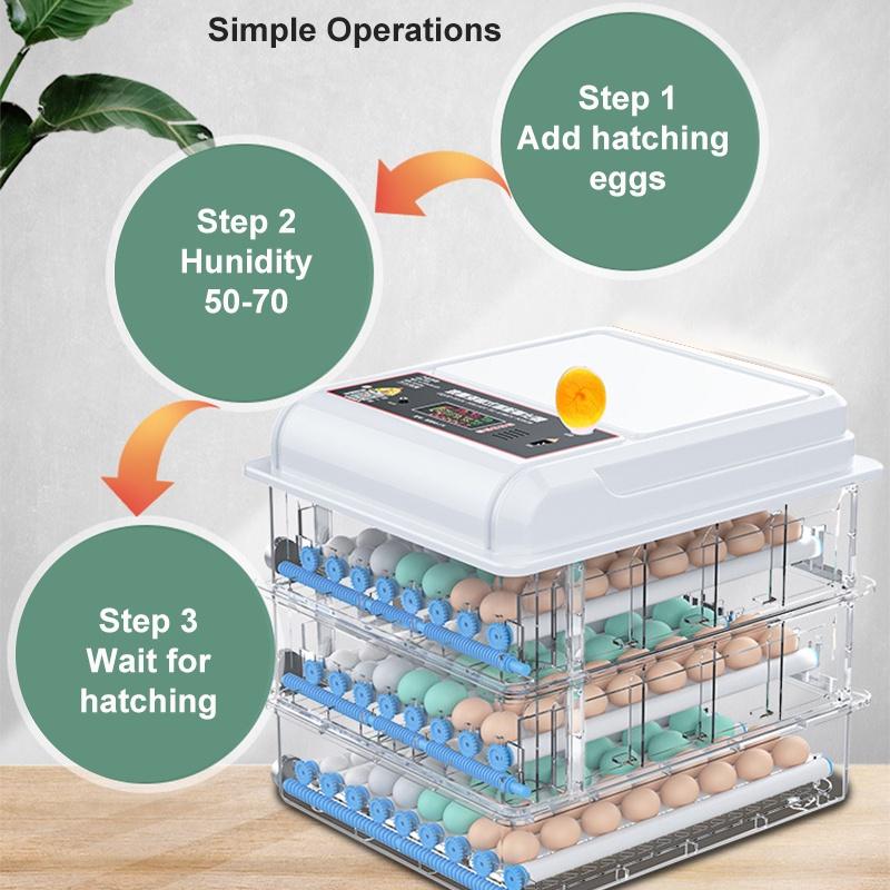 56 Eggs Fully Automatic Hatching Machine Incubator Farmer Chicken Brooder Hatcher with Automatic Turner Smart Control 220V