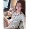 Casual Style Star Printing Ice Silk Short-sleeved Shorts Pajamas Women's Summer Lapel Loose Loungewear Set Ins Style