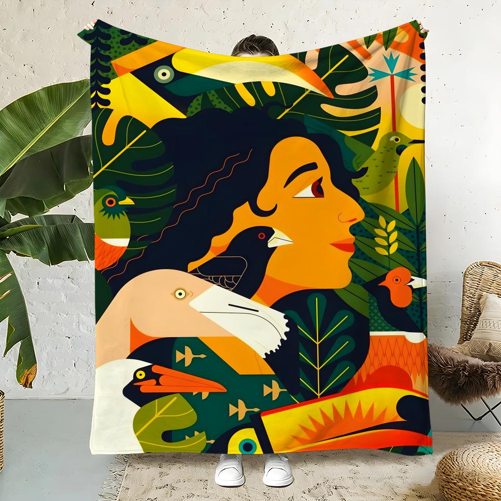 Artist O-Owen Davey Throw Flannel Throw Blanket,Bed Home Office Nap Blanket Travel,Camping,Picnic Blanket Soft Decor 75cmx90cm