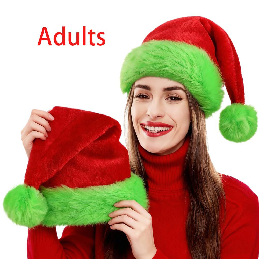 Christmas Santa Hat For Adults And Kids Unisex Velvet Cozy Long Plush Red Xmas Hats 2026 New Year's Holiday Party Supplies