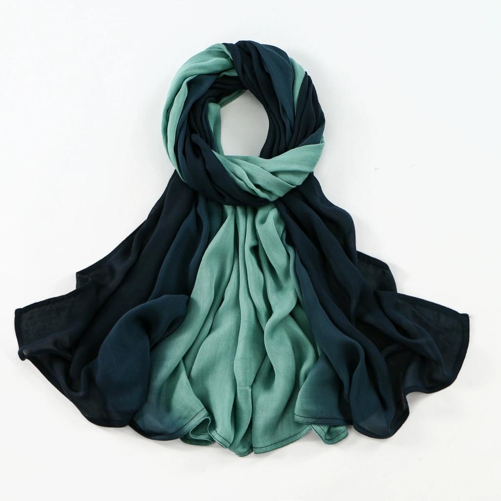 180*85Cm Muslim Viscose Hijab Scarf Women Gradient Color Cotton Feel Head Wrap Lady Soft Turban Scarves Solid Shawl Jersey Hijab