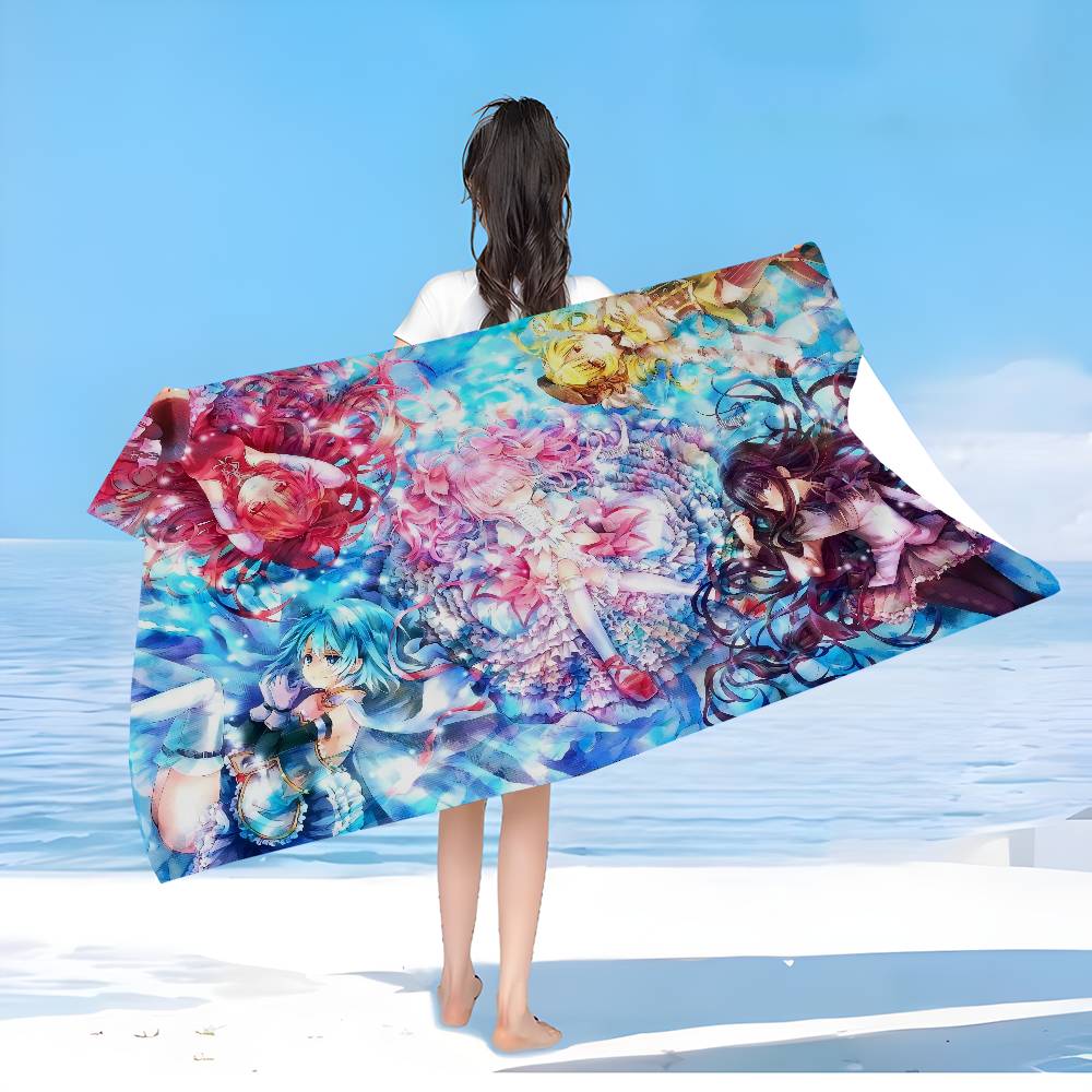 P-Puella Magi Madoka M-Magica Microfiber Beach Towel Absorbent Quick Dry Soft Yoga Swimming Resort Mountain Climbing Towel