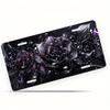 Pc D Flat Poster Black and Purple Rose Aluminum Plate Number Plate Kit with FrameNovelty Decoration for Men Women Boys