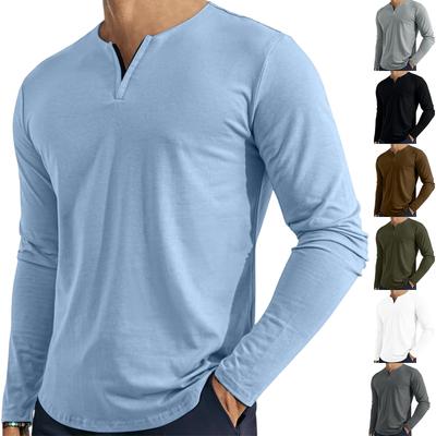 Men's V-neck Long-sleeved Top Is Casual